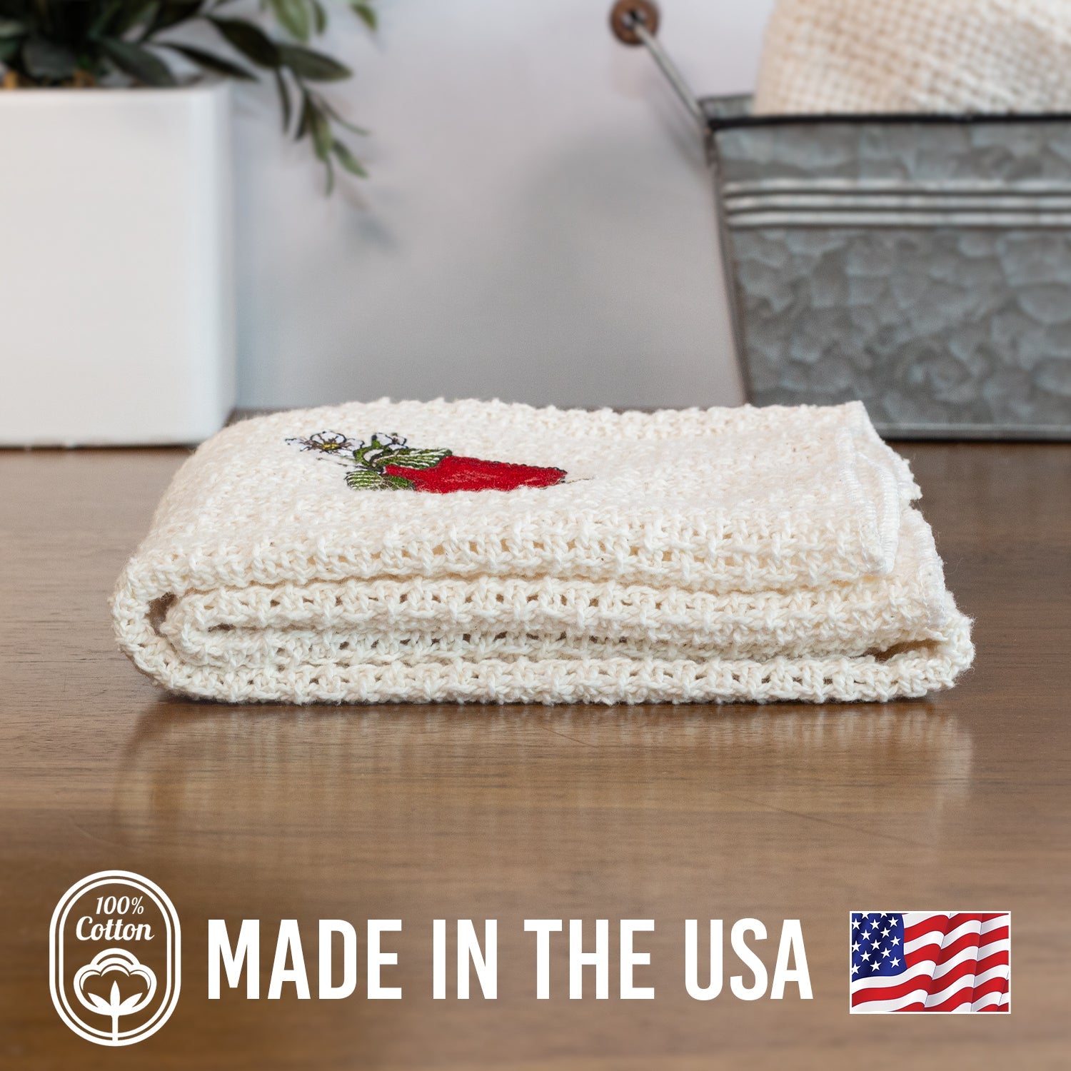100% Cotton Novelty Embroidered Kitchen Towels  24" x 15"