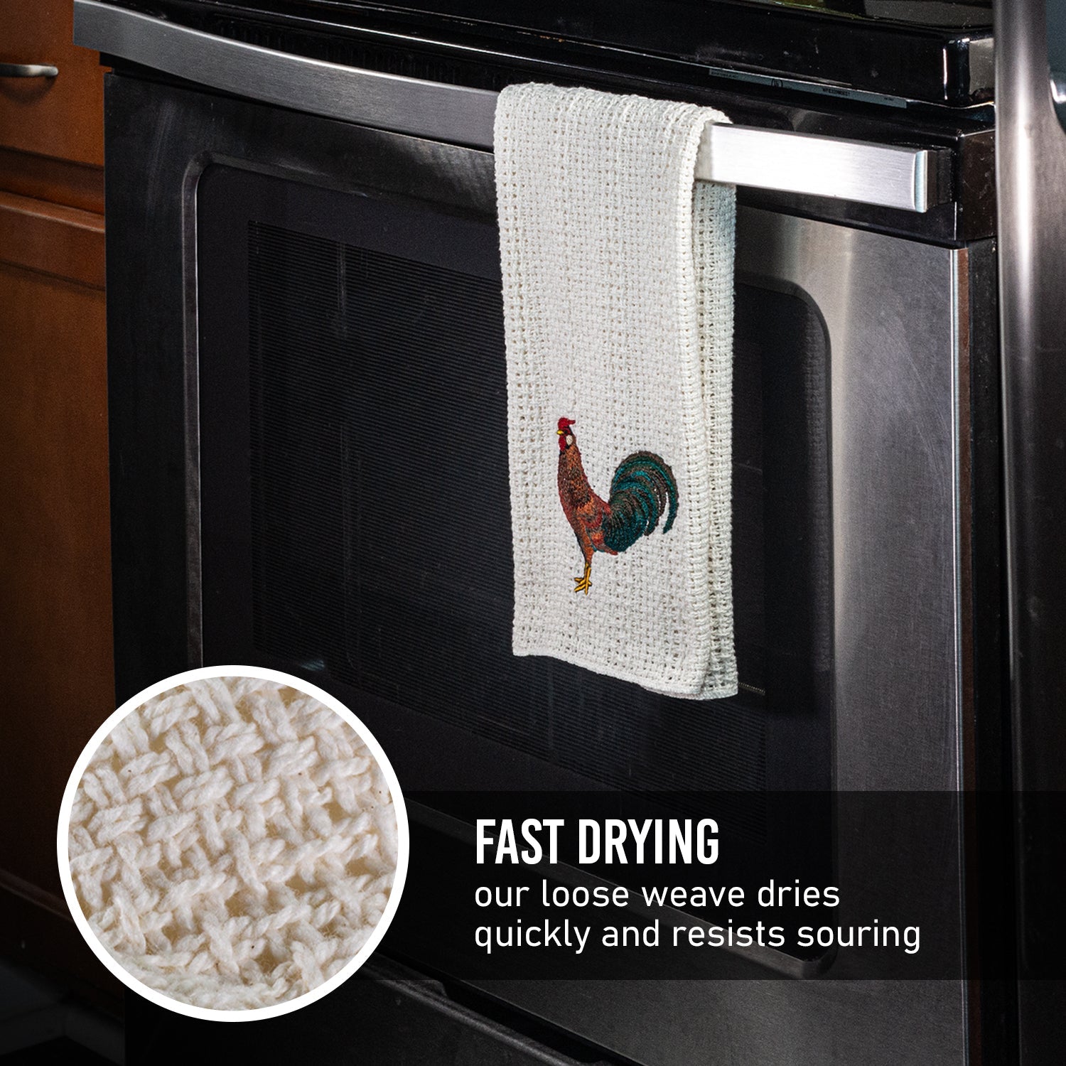 100% Cotton Novelty Embroidered Kitchen Towels  24" x 15"