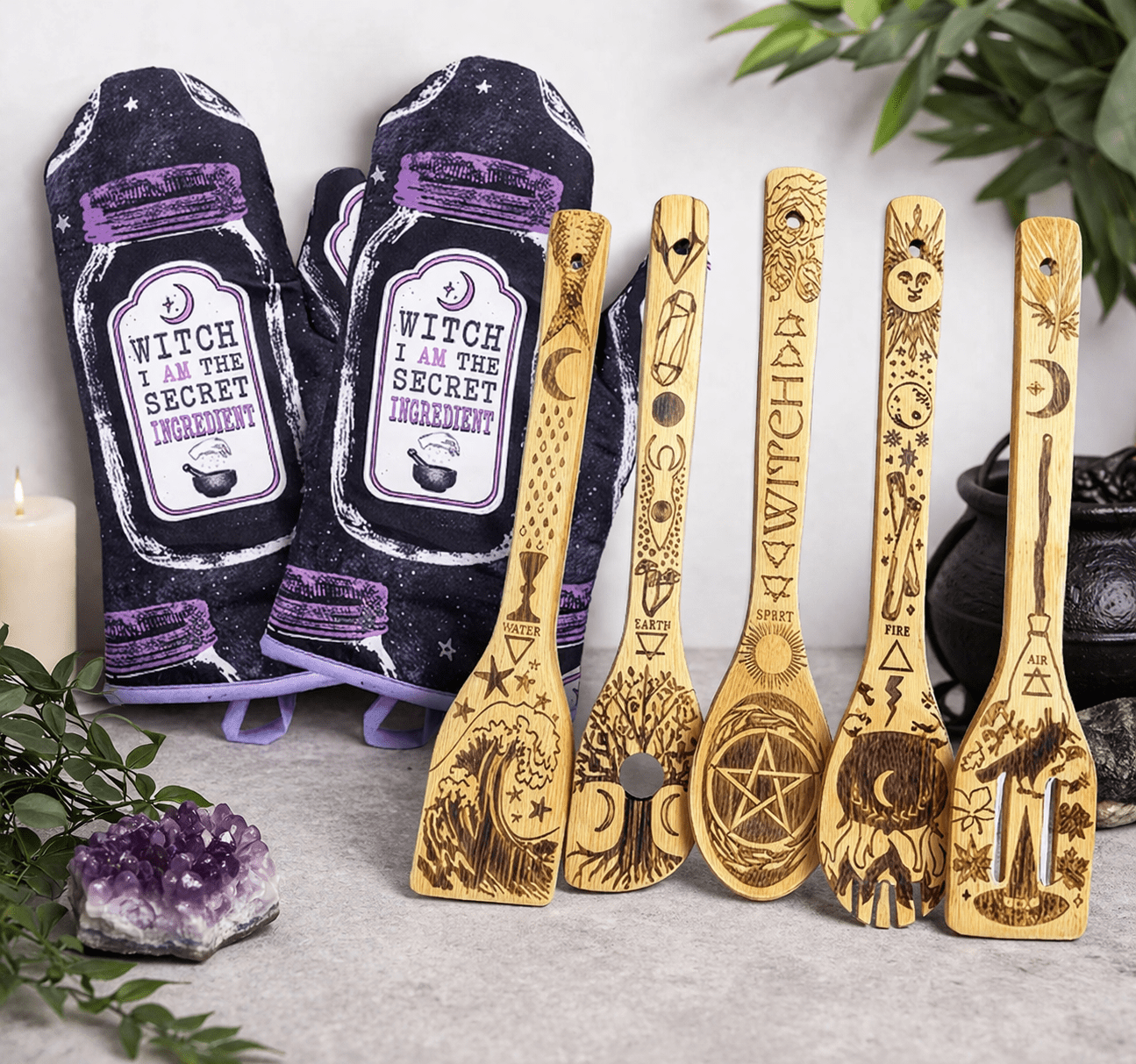 The 5 Elements Bamboo Large Kitchen Utensils Set
